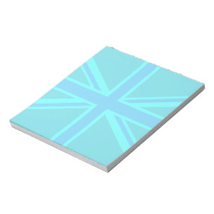 Turquoise Union Jack British Flag Design Notizblock