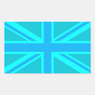 Turquoise Union Jack British Flag Design Rechteckiger Aufkleber