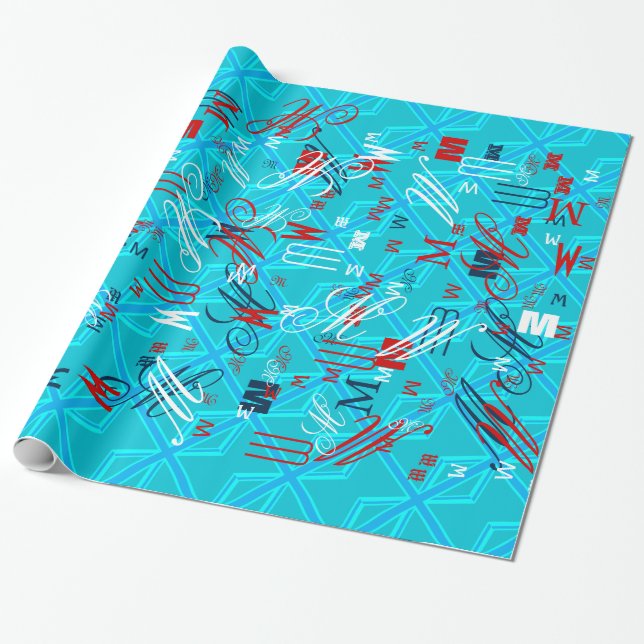 Turquoise Union Jack Flag Anpassen Geschenkpapier (Ungerollt)