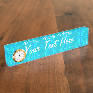 Turquoise Union Jack Flag Anpassen Namensplakette
