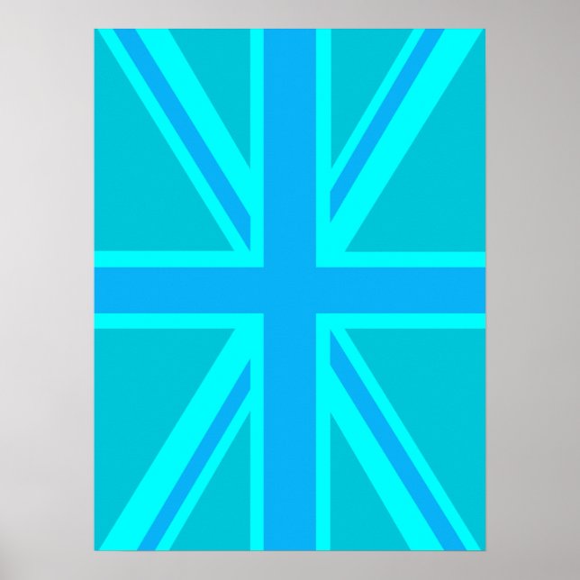 Turquoise Union Jack Flag Anpassen Poster (Vorne)