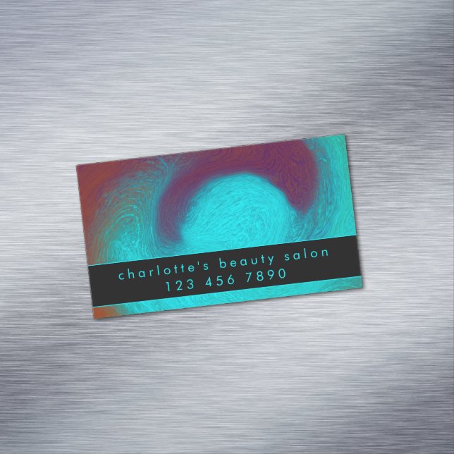 Turquoise Unique Modern Cool Hair Nail Salon Magnetische Visitenkarte (Beispiel)