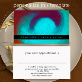 Turquoise Unique Modern Cool Hair Nail Salon Terminkarte