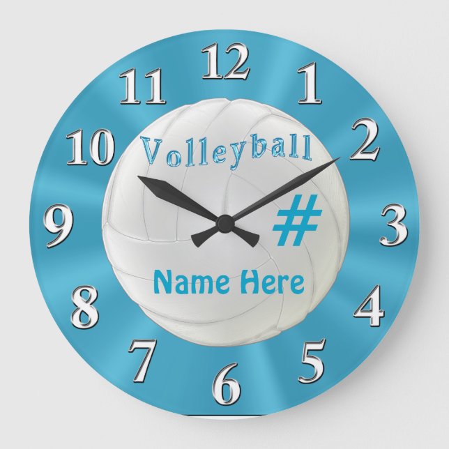 Turquoise VOLLEYBALL Uhr mit NAME und NUMMER (Vorderseite)