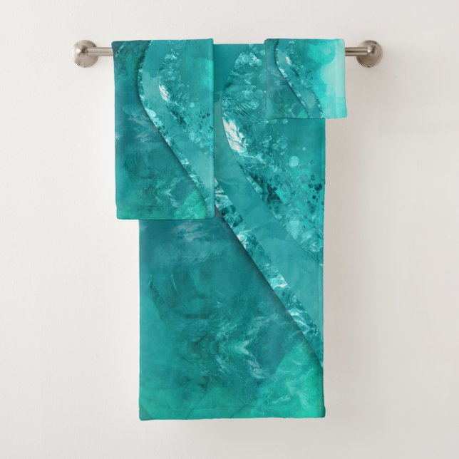 Turquoise vorlage:Flowing Abstract Badhandtuch Set (Insitu)