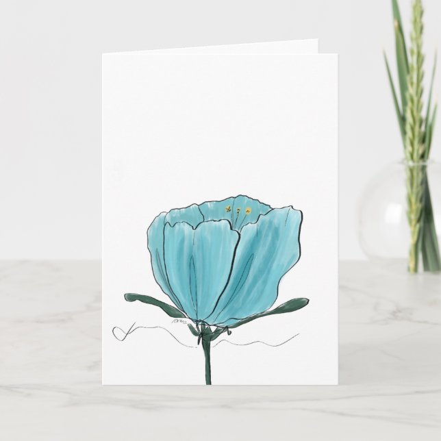 Turquoise Watercolor Flower Card Karte (Vorderseite)