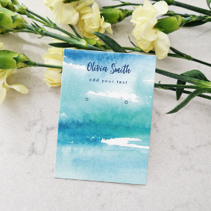 Turquoise Watercolor Ocean Earring Display Card  Visitenkarte