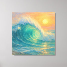 Turquoise Wave - Pastel Painting Style Art Leinwanddruck