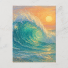 Turquoise Wave - Pastel Painting Style Art Postkarte
