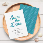 Turquoise Waves Save the Date Card<br><div class="desc">Die Karte der Türkiswellen Save the Date weist ein türkisfarbenes Wellenmuster zurück. Personalisieren Sie es, indem Sie den Platzhalter-Text ersetzen. Für weitere Optionen, wie zum Beispiel den Schriftart zu ändern und ihn zu vergrößern oder zu verändern, klicken Sie auf den Button "Anpassen". *Bitte beachten Sie, dass das Zazzle-Wasserzeichen, das in...</div>