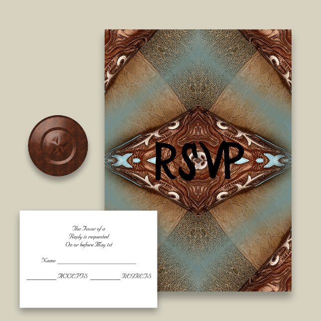 Turquoise Western Motif Wedding RSVP (Von Creator hochgeladen)