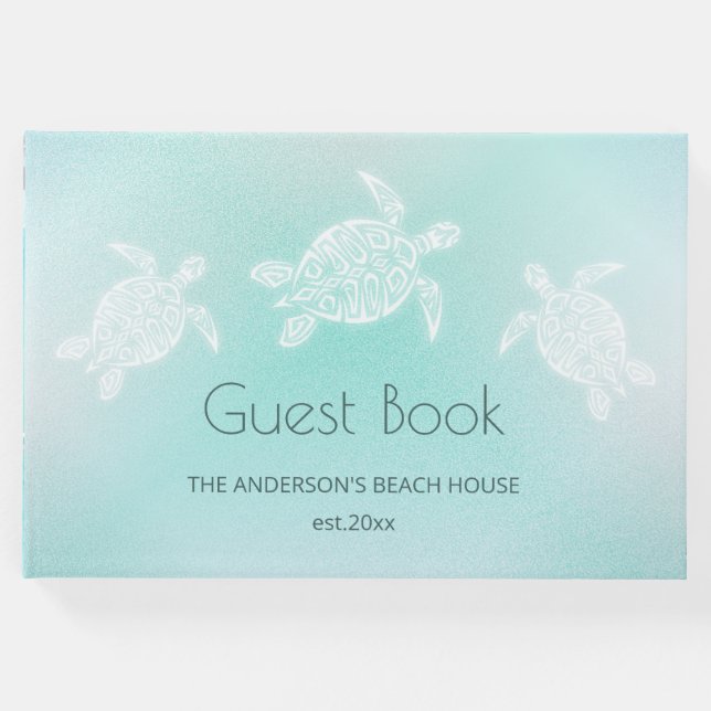 Turquoise White Turtles Gästebuch (Vorderseite)
