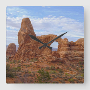 Turret Arch at Arches Nationalpark, Utah Quadratische Wanduhr