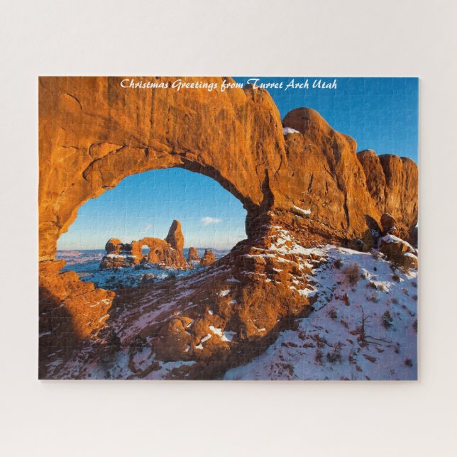 Turret Arch Utah.Christmas Grüße Puzzle (Horizontal)