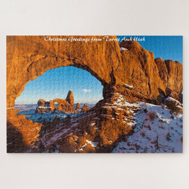 Turret Arch Utah.Christmas Grüße Puzzle (Horizontal)