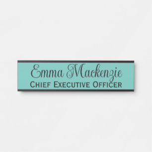 Türschild mit Teal Blau Schrift für Büro