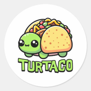 Turtaco! Niedlich Turtle Taco Pun Runder Aufkleber