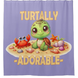 Turtally Adorable fun pudeln Niedlich Turtle Carto Duschvorhang