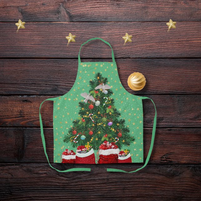 Turteltauben im Weihnachtsgrün Schürze (Von Creator hochgeladen)