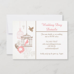 Turteltauben & Käfige - Hochzeitstagsdetails Einladung