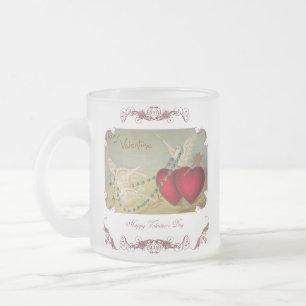 Turteltauben und Herzen Valentinstag-Frostglas-Tas Mattglastasse