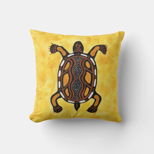 Turtle - Aboriginal Inspirred Art Painting Kissen (Vorderseite)