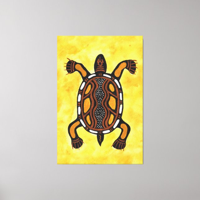 Turtle - Aboriginal Inspirred Art Painting Leinwanddruck (Vorderseite)