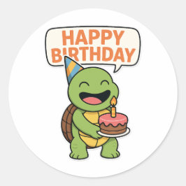 Turtle Alles Gute zum Geburtstag Runder Aufkleber