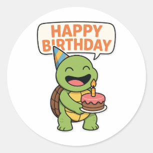Turtle Alles Gute zum Geburtstag Runder Aufkleber