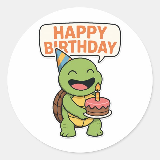 Turtle Alles Gute zum Geburtstag  Runder Aufkleber (Vorderseite)