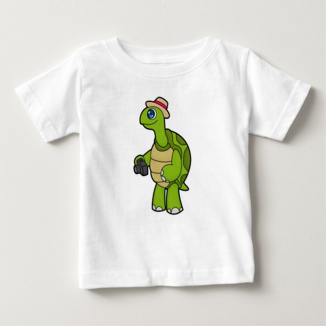 Turtle als Fotograf mit Kamera Baby T-shirt (Vorderseite)