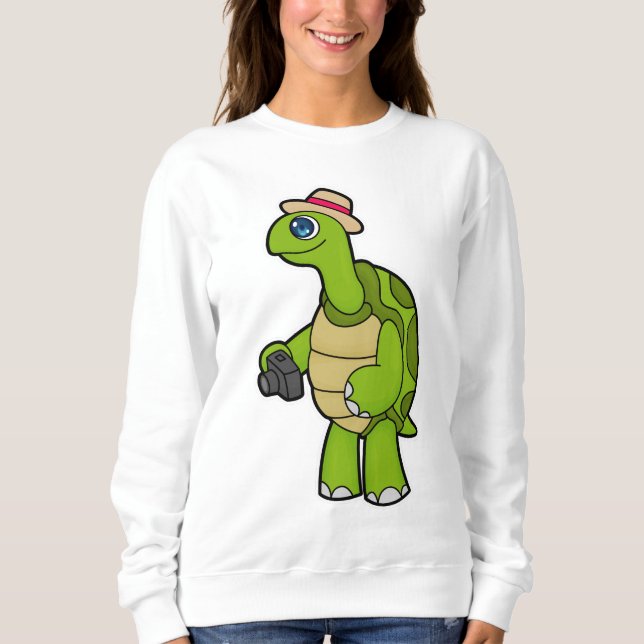 Turtle als Fotograf mit Kamera Sweatshirt (Vorderseite)