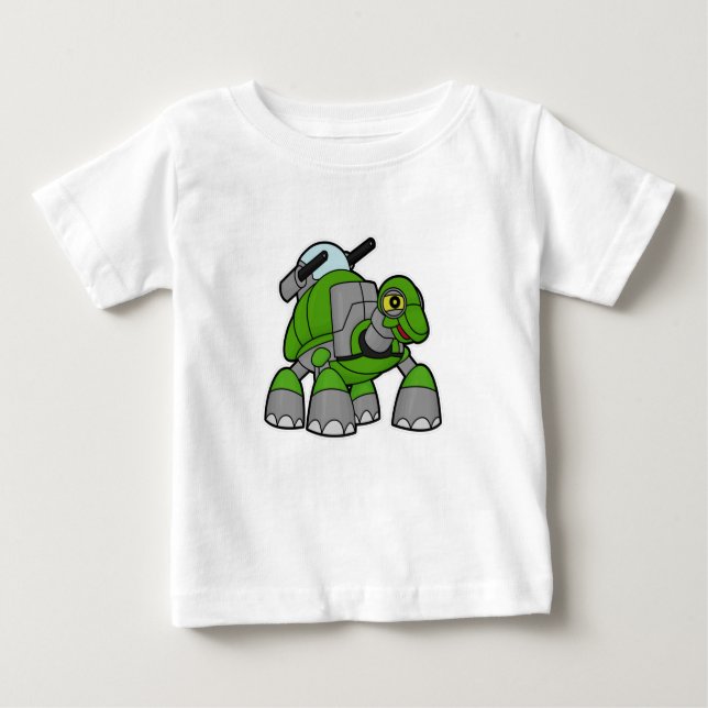 Turtle als Roboter mit Cannons Baby T-shirt (Vorderseite)