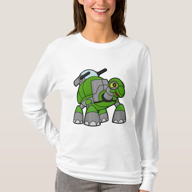 Turtle als Roboter mit Cannons T-Shirt (Vorderseite)