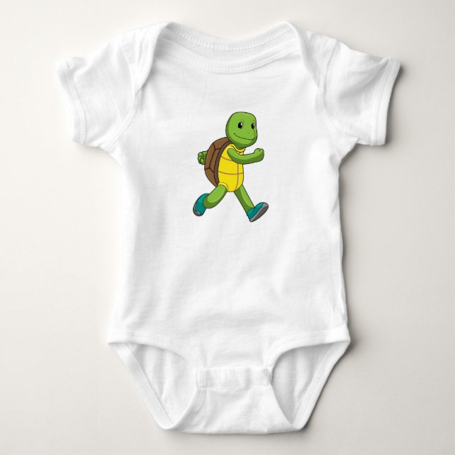 Turtle als Runner beim Laufen Baby Strampler (Vorderseite)