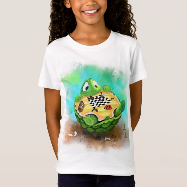 Turtle and Ladybug Playing Schach - Cartoon Zeichn T-Shirt (Vorderseite)