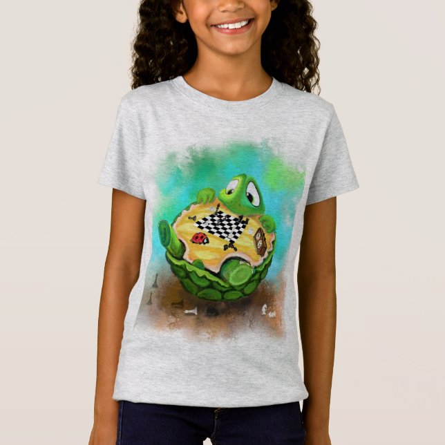 Turtle and Ladybug Playing Schach - Funny Zeichnen T-Shirt (Vorderseite)