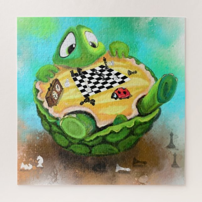 Turtle and Ladybug Playing Schach Jigsaw Puzzle (Vertikal)