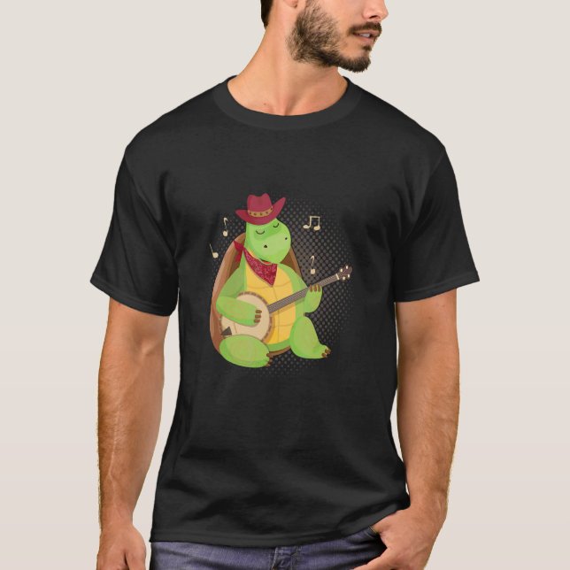 Turtle Animals Playing Banjos Music Strings Instru T-Shirt (Vorderseite)