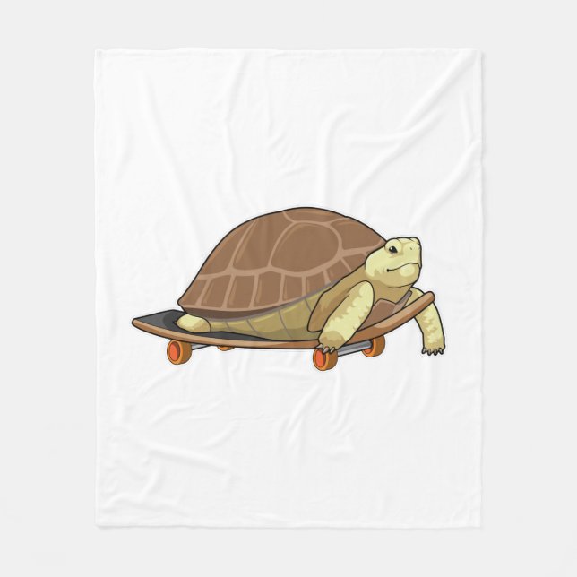 Turtle as Skater with Skateboard Fleecedecke (Vorderseite)