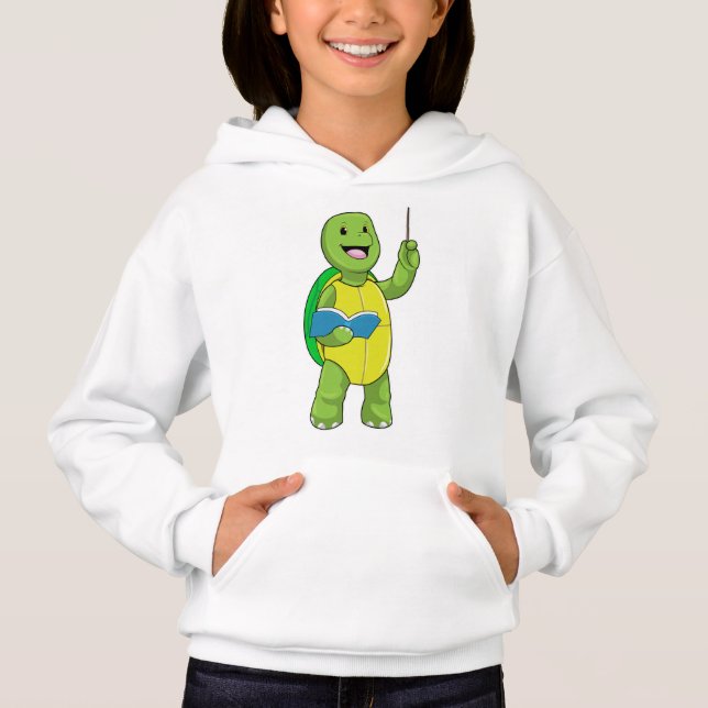 Turtle as Teacher with Book & Pointer Hoodie (Vorderseite)
