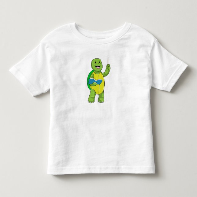 Turtle as Teacher with Book & Pointer Kleinkind T-shirt (Vorderseite)