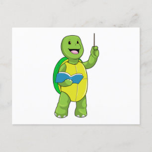 Turtle as Teacher with Book & Pointer Postkarte