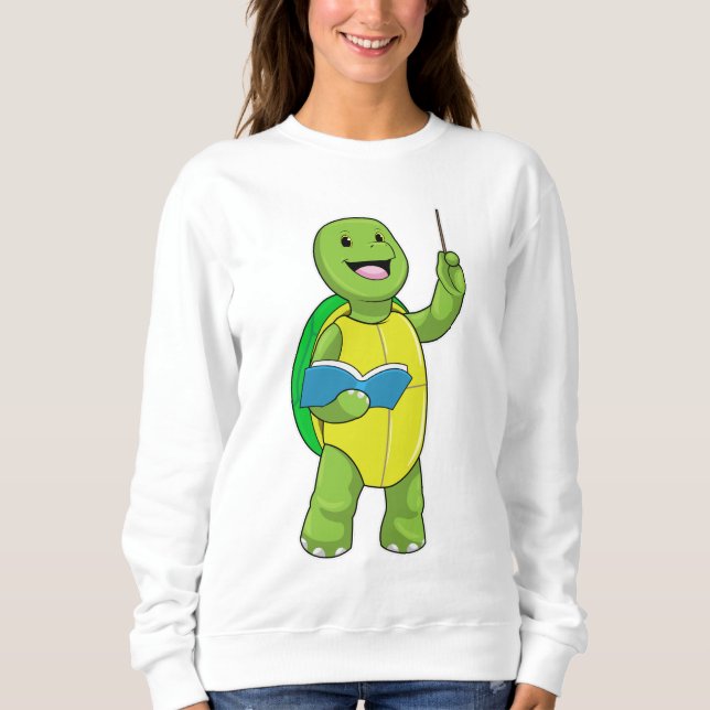 Turtle as Teacher with Book & Pointer Sweatshirt (Vorderseite)