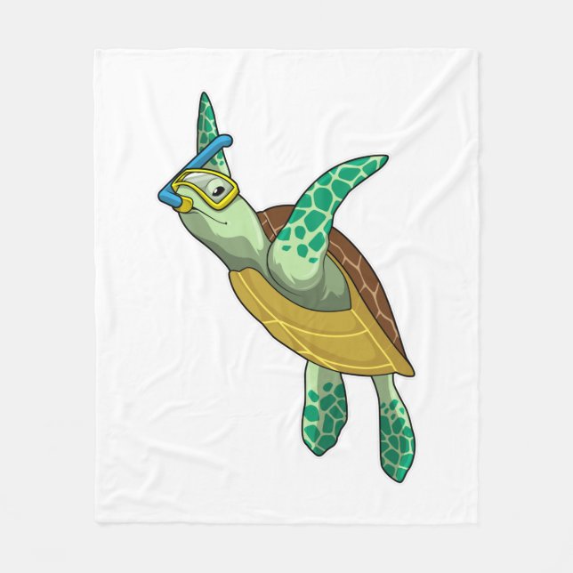 Turtle at Diving with Snorkel Fleecedecke (Vorderseite)