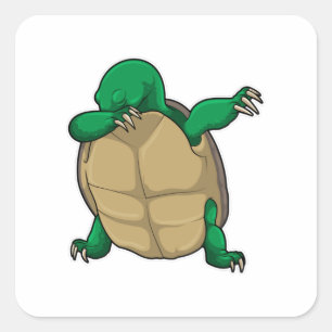 Turtle at Hip Hop Dance Dab Quadratischer Aufkleber