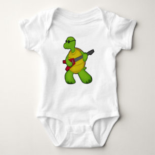 Turtle at Music mit Gitarre & Sonnenbrille Baby Strampler