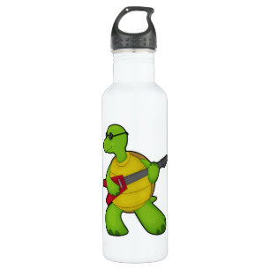 Turtle at Music mit Gitarre & Sonnenbrille Edelstahlflasche
