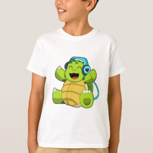 Turtle at Music mit Headphone T-Shirt