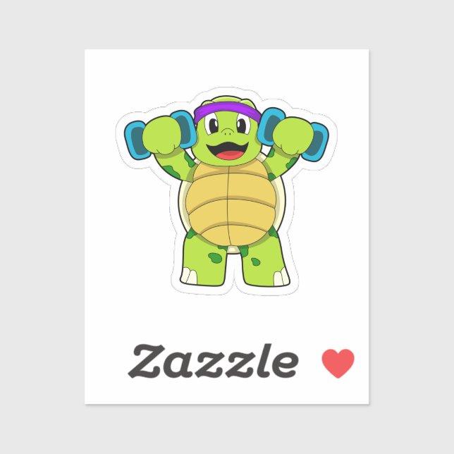 Turtle at Strength Training & Dumbells Aufkleber (Blatt)